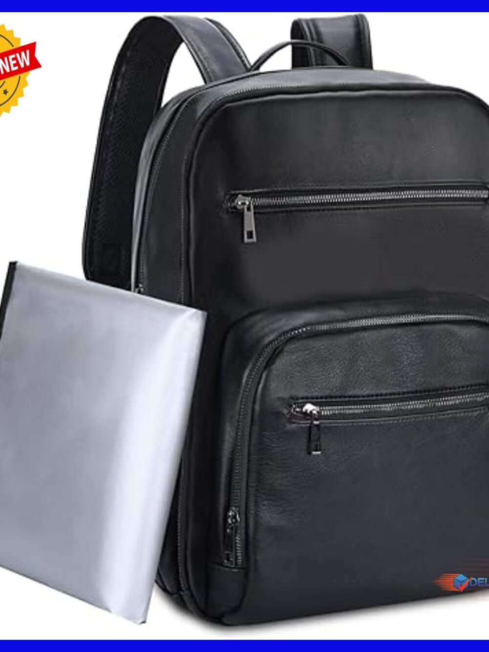 Large Vegan Leather Diaper Backpack with Changing Pad, Laptop Sleeve, Insulated